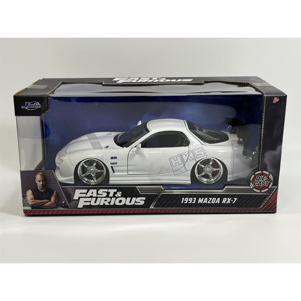 Photos - Toy Car Jada Fast and Furious 1993 Mazda RX-7 White HKS Power 1:24 Scale 32607