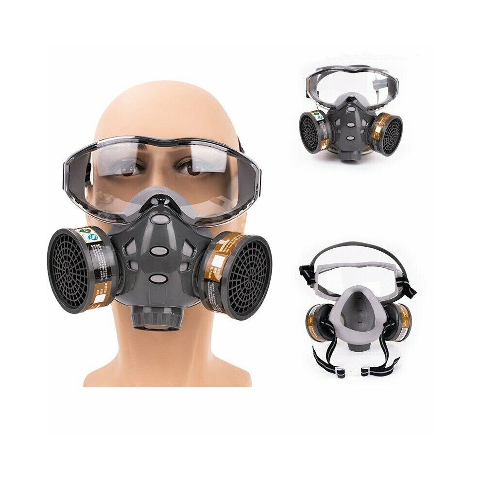 Chemical Dustproof Respirator Gas Face Mask Safety Filter + Eye Goggle 9125119041988