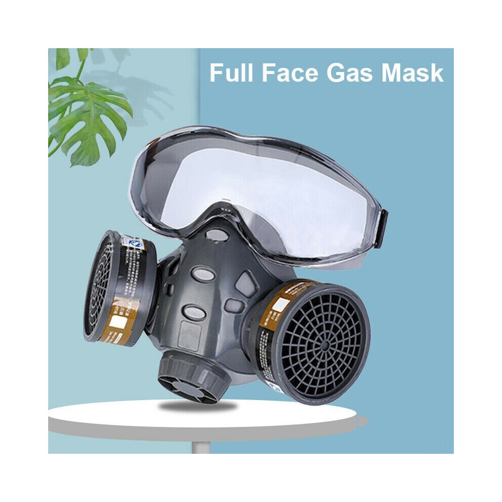 Full Face Respirator Gas Mask Double Filter Air Chemical Gas Protector