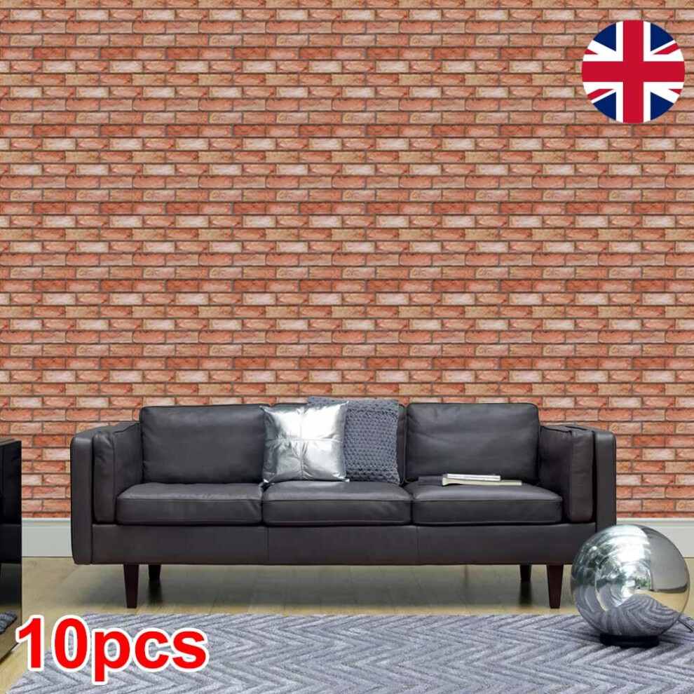 10x 3D Tile Brick Wall Sticker Waterproof Self-adhesive PVC