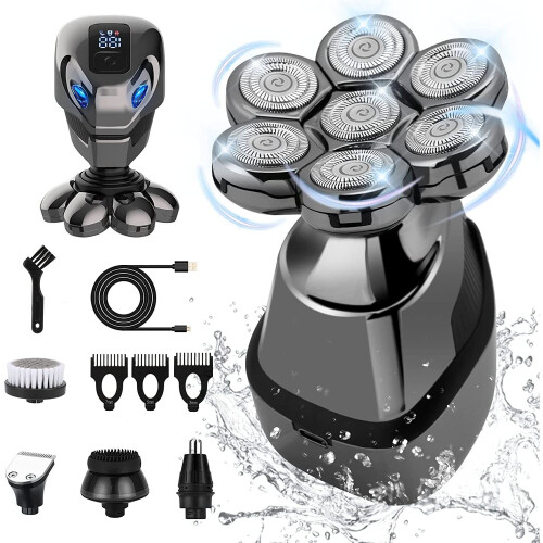 5 IN 1 7D Electric Shaver Rotary Rechargeable Bald Head Beard Trimmer