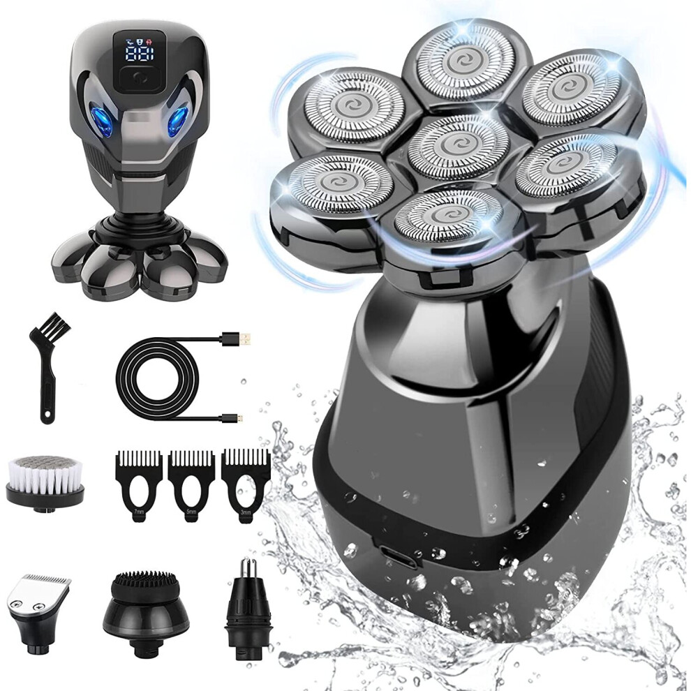 Lynker 5 In 1 7D Electric Shaver Rotary Rechargeable Bald Head Beard Trimmer