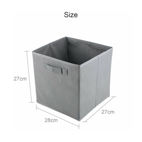 6-Pack Foldable Canvas Storage Boxes - Gray Collapsible Cube Organizer (27 x 28 x 27 cm) 1