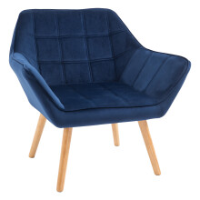 HOMCOM Luxe Velvet-Feel Accent Chair with Wide Arms, Slanted Back, Wood Legs - Blue (833-799V71NU)