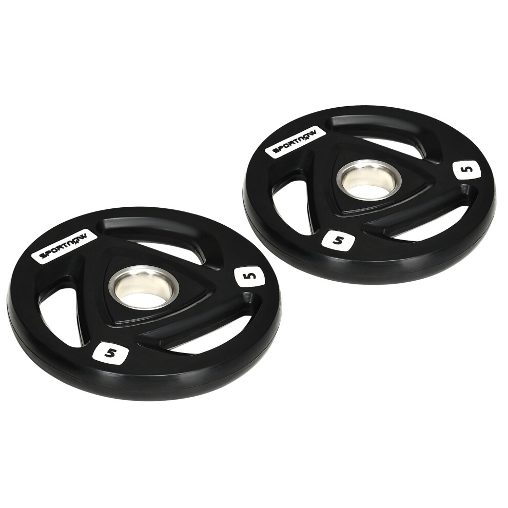Sportnow Olympic Weight Plates For 2'' Barbell Bar With Tri Grips, 2 X 5Kg