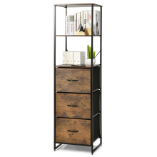 155cm Tall Narrow Storage Rack Industrial Bookshelf 3-Drawer Dresser