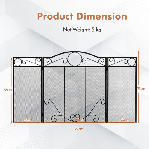 Costway Fireplace Screen Folding Spark Guard Freestanding Safety Fence 1