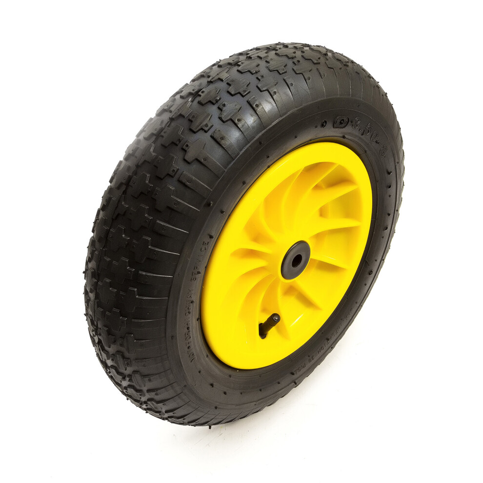 3.50-8 Wheel & Tyre 14 Inch 4 Ply Pneumatic Yellow 1/2" Bore Wheelbarrow