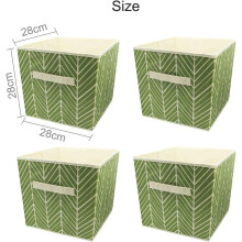(Light Green) 4x Foldable Canvas Organiser Boxes Storage Bins