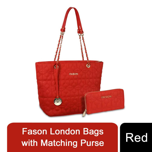 (Red) Fason Bags with Matching Purse, Red Or Green/Gold