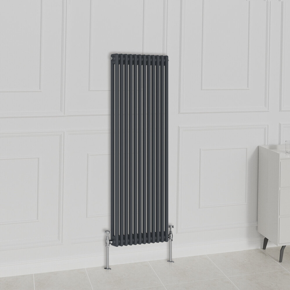 (1500x560mm-2 Column, Anthracite) NRG Traditional Radiator Horizontal Vertical Cast Iron Style Double Triple Panel Rads