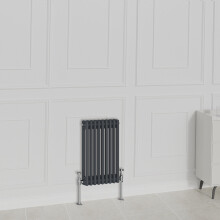 (600x425mm-2 Column, Anthracite) NRG Traditional Radiator Horizontal Vertical Cast Iron Style Double Triple Panel Rads