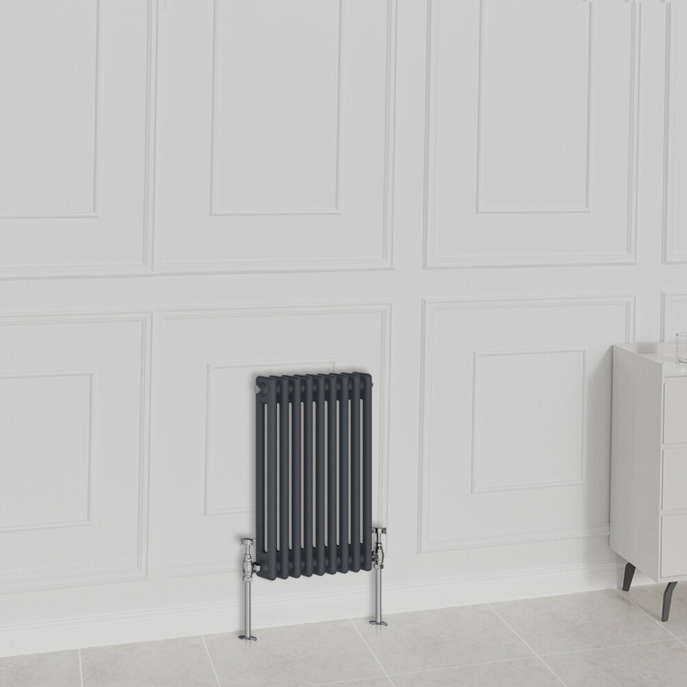 Nrg (600X425mm-2 Column, Anthracite) Traditional Radiator Horizontal Vertical Cast Iron Style Double Triple Panel Rads