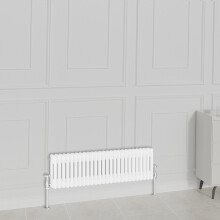 (300x1190mm-2 Column, White) NRG Traditional Radiator Horizontal Vertical Cast Iron Style Double Triple Panel Rads