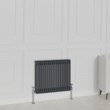 (600x830mm-2 Column, Anthracite) NRG Traditional Radiator Horizontal Vertical Cast Iron Style Double Triple Panel Rads