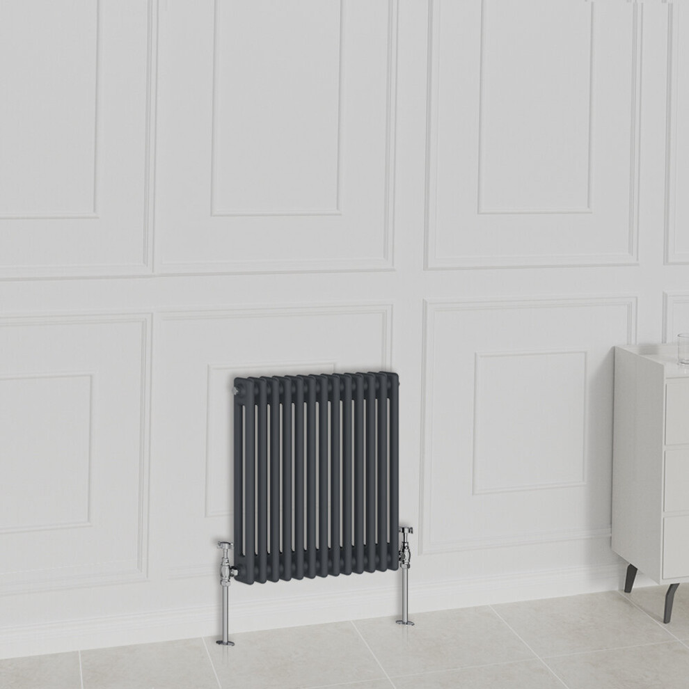 Nrg (600X605mm-2 Column, ) Traditional Radiator Horizontal Vertical Cast Iron Style Double Triple Panel Rads Anthracite