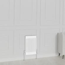 (600x425mm-2 Column, White) NRG Traditional Radiator Horizontal Vertical Cast Iron Style Double Triple Panel Rads