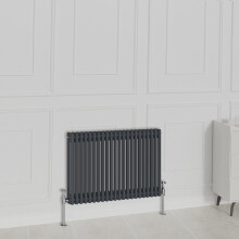 (600x1010mm-2 Column, Anthracite) NRG Traditional Radiator Horizontal Vertical Cast Iron Style Double Triple Panel Rads