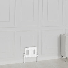 (300x425mm-2 Column, White) NRG Traditional Radiator Horizontal Vertical Cast Iron Style Double Triple Panel Rads