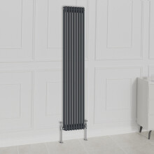 (1800x380mm-2 Column, Anthracite) NRG Traditional Radiator Horizontal Vertical Cast Iron Style Double Triple Panel Rads