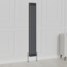 (1800x290mm-2 Column, Anthracite) NRG Traditional Radiator Horizontal Vertical Cast Iron Style Double Triple Panel Rads