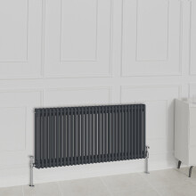 (600x1460mm-2 Column, Anthracite) NRG Traditional Radiator Horizontal Vertical Cast Iron Style Double Triple Panel Rads