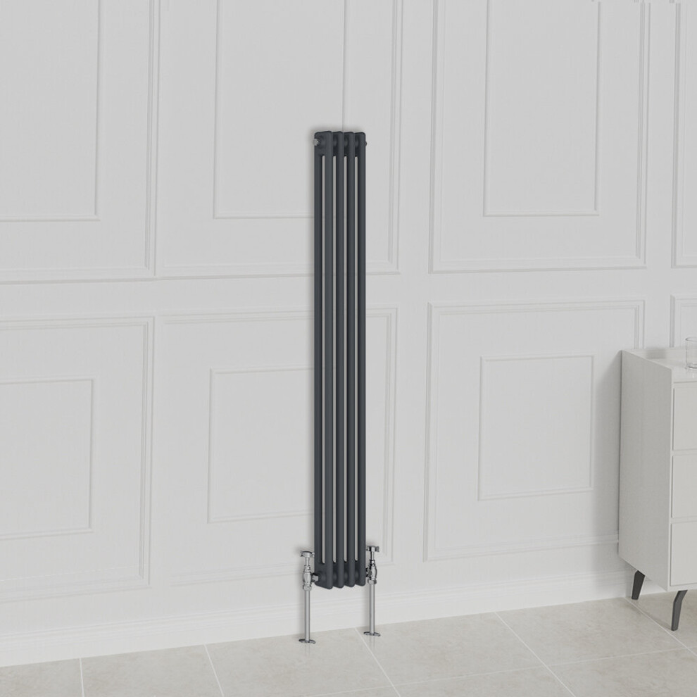Nrg (1500X200mm-2 Column, ) Traditional Radiator Horizontal Vertical Cast Iron Style Double Triple Panel Rads Anthracite