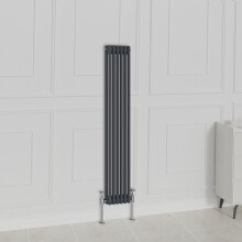 (1500x290mm-2 Column, Anthracite) NRG Traditional Radiator Horizontal Vertical Cast Iron Style Double Triple Panel Rads