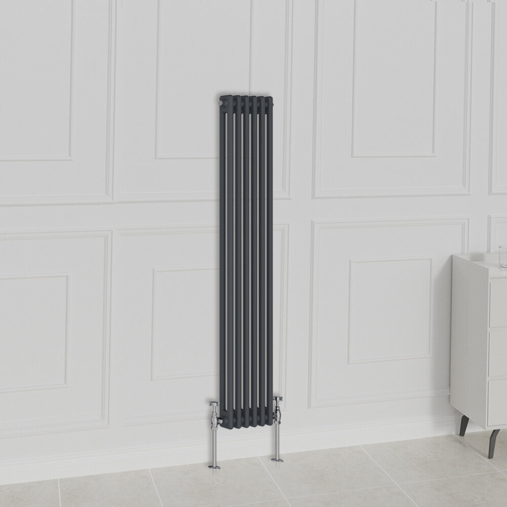 Nrg (1500X290mm-2 Column, Anthracite) Traditional Radiator Horizontal Vertical Cast Iron Style Double Triple Panel Rads