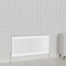 (600x1460mm-2 Column, White) NRG Traditional Radiator Horizontal Vertical Cast Iron Style Double Triple Panel Rads
