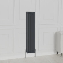 (1500x380mm-2 Column, Anthracite) NRG Traditional Radiator Horizontal Vertical Cast Iron Style Double Triple Panel Rads