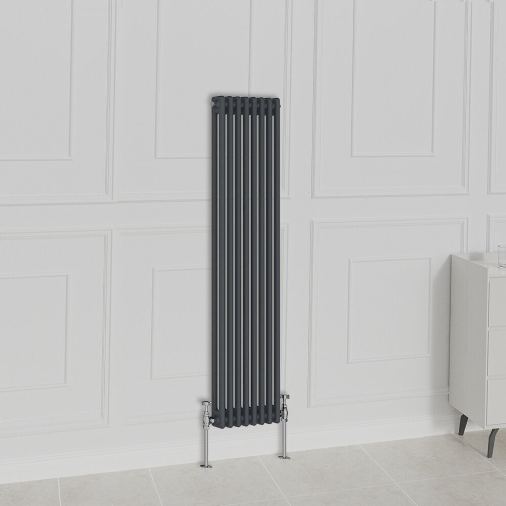 Nrg (1500X380mm-2 Column, Anthracite) Traditional Radiator Horizontal Vertical Cast Iron Style Double Triple Panel Rads