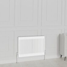 (600x1010mm-2 Column, White) NRG Traditional Radiator Horizontal Vertical Cast Iron Style Double Triple Panel Rads