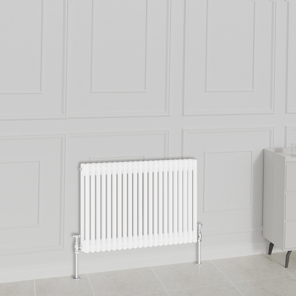 (600x1010mm-2 Column, White) NRG Traditional Radiator Horizontal Vertical Cast Iron Style Double Triple Panel Rads