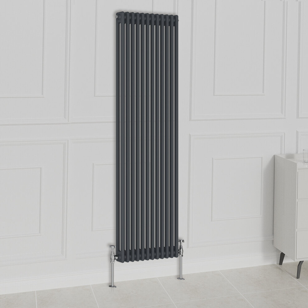 Nrg (1800X560mm-2 Column, Anthracite) Traditional Radiator Horizontal Vertical Cast Iron Style Double Triple Panel Rads