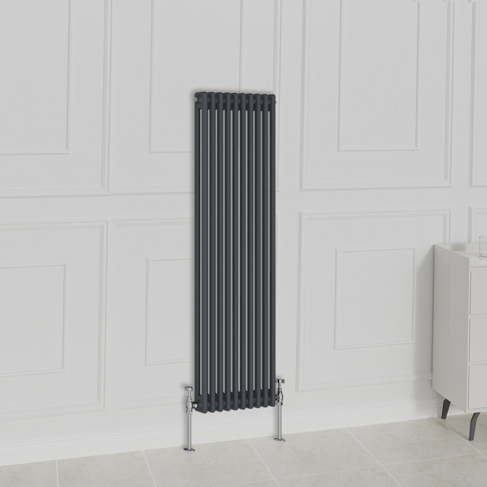 Nrg (1500X470mm-2 Column, ) Traditional Radiator Horizontal Vertical Cast Iron Style Double Triple Panel Rads Anthracite
