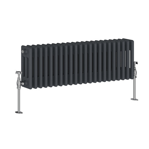 NRG (300x1010mm-3 Column, Anthracite) NRG Traditional Radiator Horizontal Vertical Cast Iron Style Double Triple Panel Rads 1