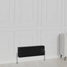(300x1010mm-3 Column, Black) NRG Traditional Radiator Horizontal Vertical Cast Iron Style Double Triple Panel Rads