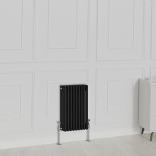 (600x425mm-3 Column, Black) NRG Traditional Radiator Horizontal Vertical Cast Iron Style Double Triple Panel Rads
