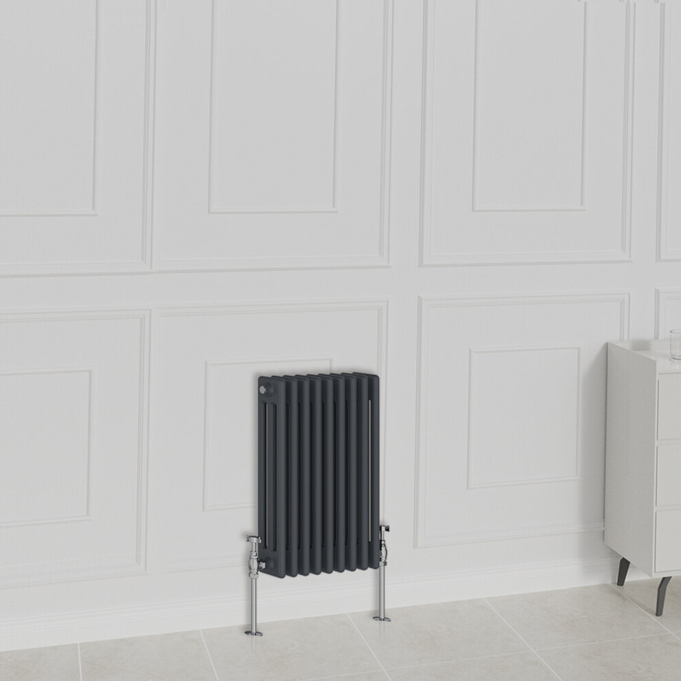 Nrg (600X425mm-3 Column, Anthracite) Traditional Radiator Horizontal Vertical Cast Iron Style Double Triple Panel Rads