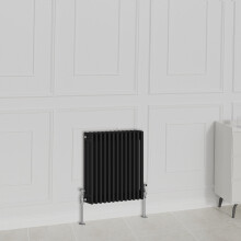 (600x605mm-3 Column, Black) NRG Traditional Radiator Horizontal Vertical Cast Iron Style Double Triple Panel Rads