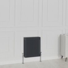 (600x605mm-3 Column, Anthracite) NRG Traditional Radiator Horizontal Vertical Cast Iron Style Double Triple Panel Rads