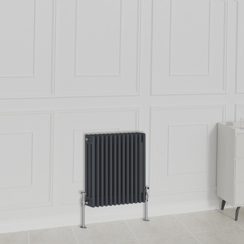 NRG (600x605mm-3 Column, Anthracite) NRG Traditional Radiator Horizontal Vertical Cast Iron Style Double Triple Panel Rads