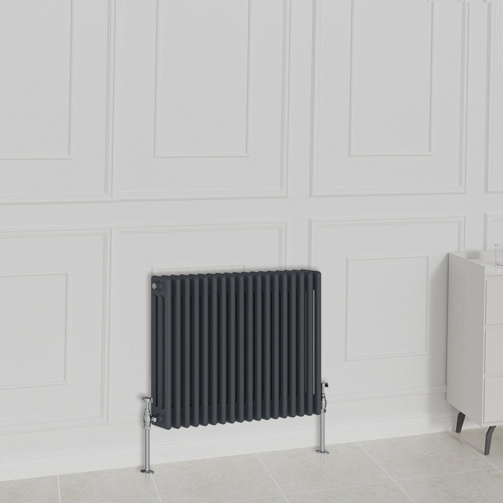 Nrg (600X830mm-3 Column, Anthracite) Traditional Radiator Horizontal Vertical Cast Iron Style Double Triple Panel Rads