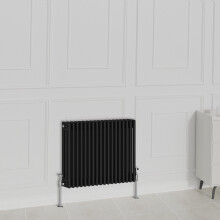 (600x830mm-3 Column, Black) NRG Traditional Radiator Horizontal Vertical Cast Iron Style Double Triple Panel Rads