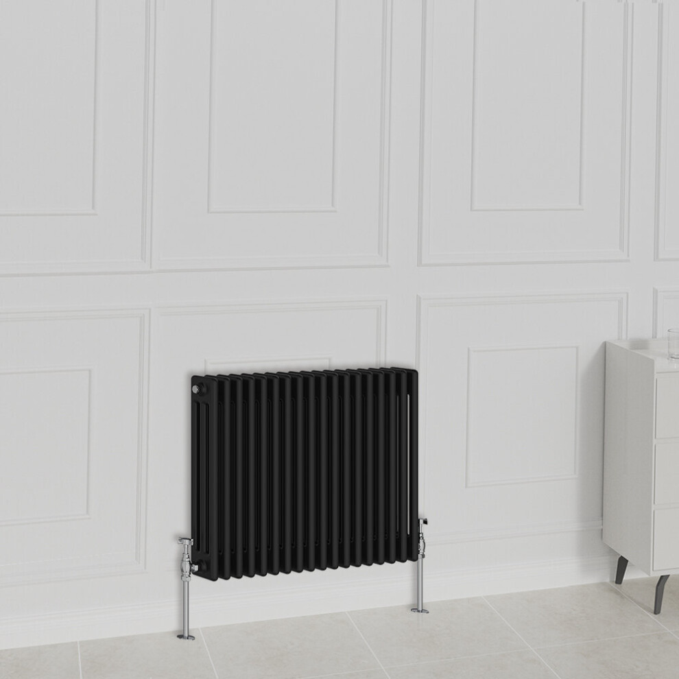 Nrg (600X830mm-3 Column, Black) Traditional Radiator Horizontal Vertical Cast Iron Style Double Triple Panel Rads