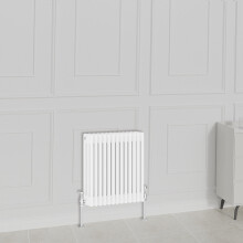 (600x605mm-3 Column, White) NRG Traditional Radiator Horizontal Vertical Cast Iron Style Double Triple Panel Rads