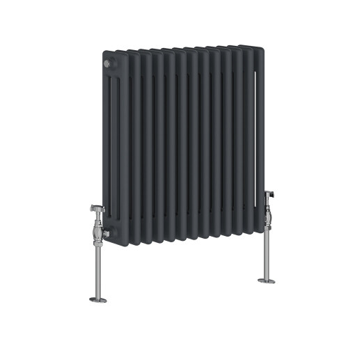 NRG (600x605mm-3 Column, Anthracite) NRG Traditional Radiator Horizontal Vertical Cast Iron Style Double Triple Panel Rads 1