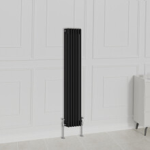 (1500x290mm-3 Column, Black) NRG Traditional Radiator Horizontal Vertical Cast Iron Style Double Triple Panel Rads