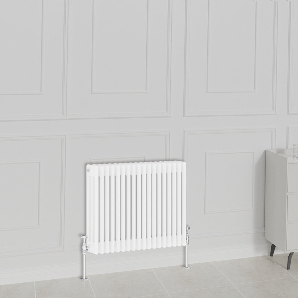 (600x830mm-3 Column, White) NRG Traditional Radiator Horizontal Vertical Cast Iron Style Double Triple Panel Rads